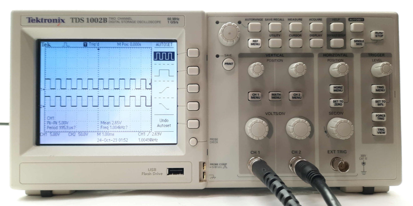 Used Tektronix TDS 1002B Digital Storage Oscilloscope 2-Channel 60MHz 1GSa/s 100-240V