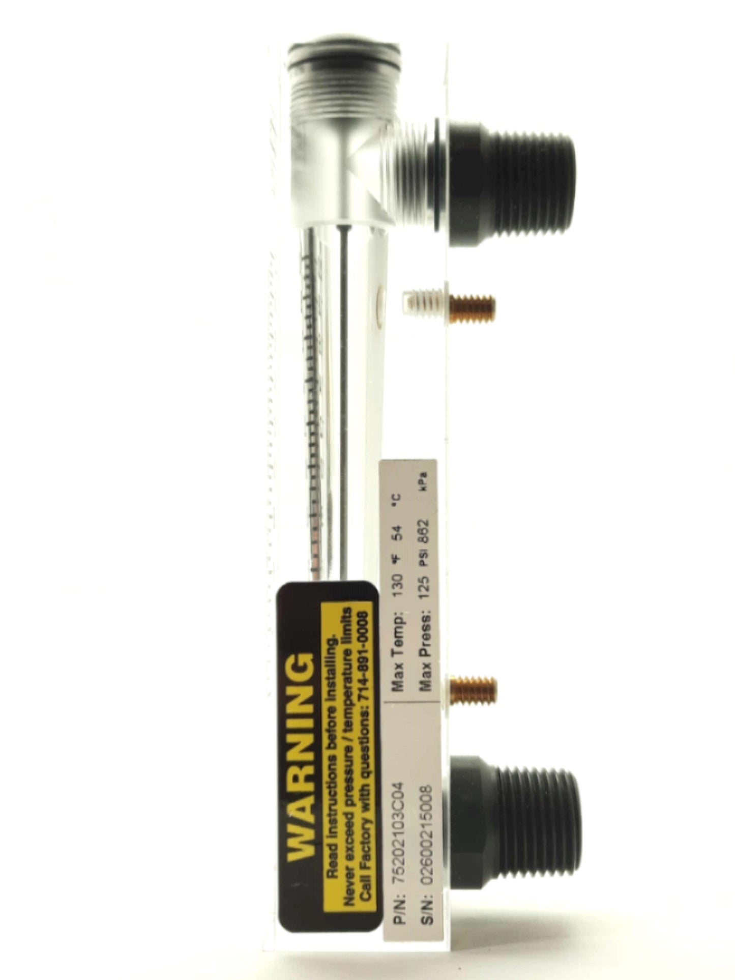 Used King Instrument 75202103C04 Acrylic Flowmeter .2-2GPM 3" Scale 1/2"MNPT 1/4"FNPT