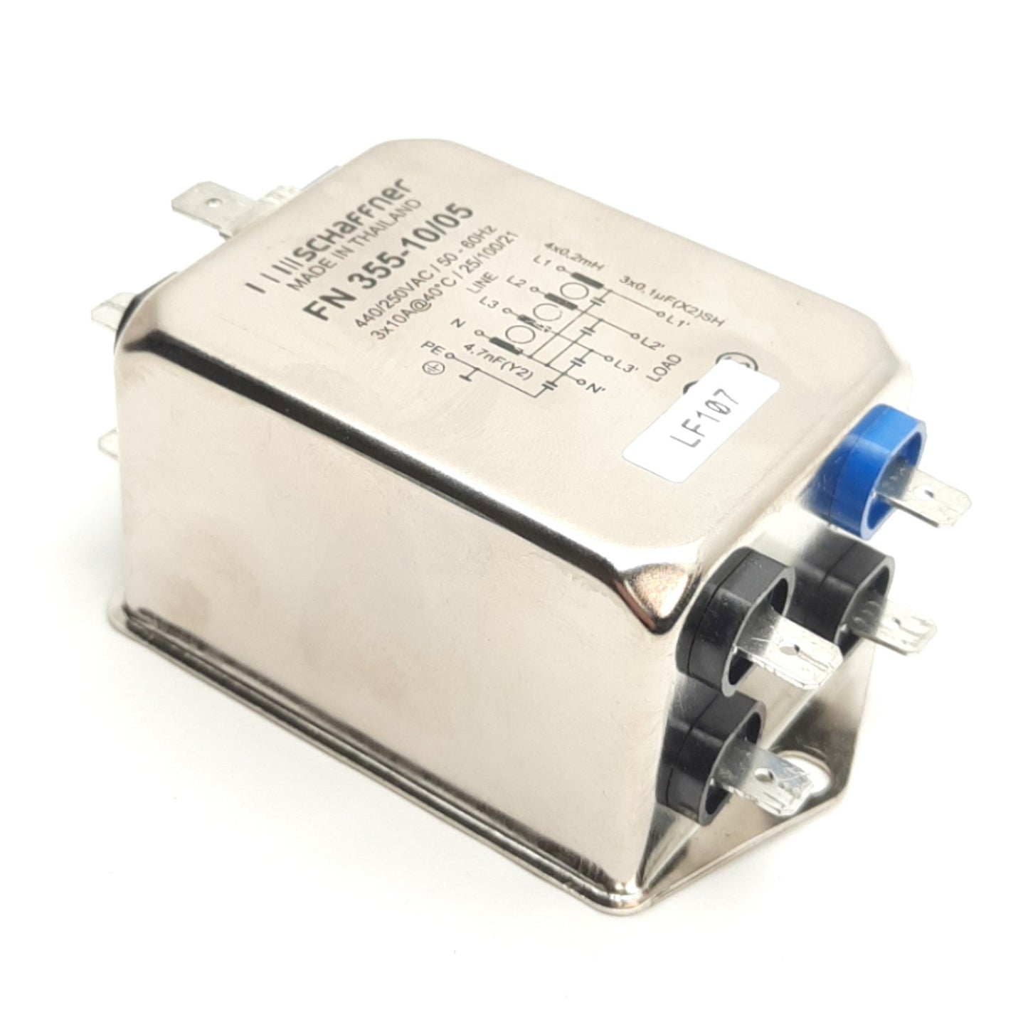 Used Schaffner FN355-10/05 EMC/EMI Line Filter 3-Phase, 10A 440V AC, DC To 400Hz Freq