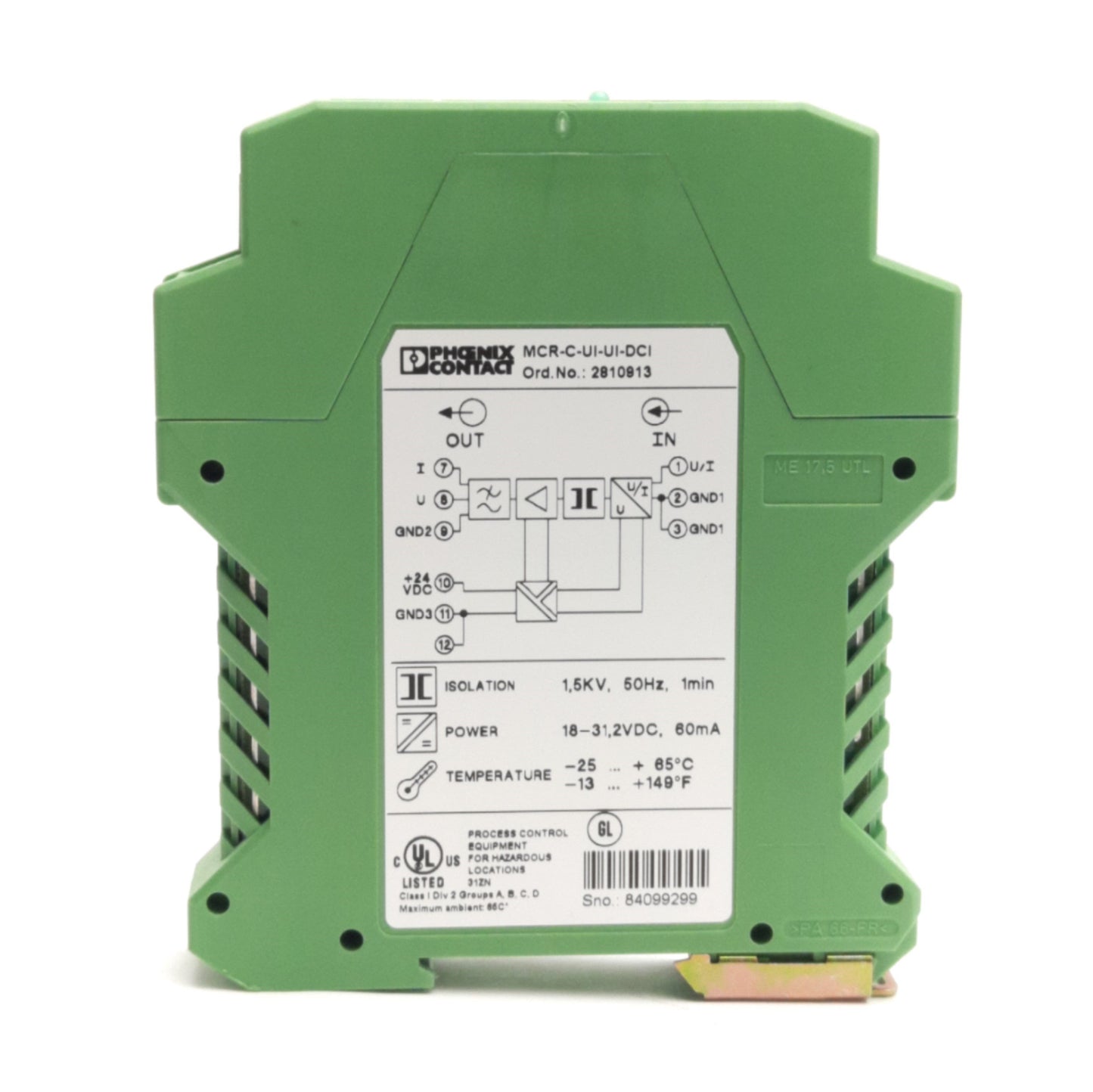 Used Phoenix MCR-C-UI-UI-DCI (2810913) Signal Conditioner Converter, 4-20mA to 0-10V