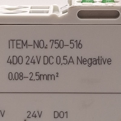 Used Wago 750-516 PLC Digital Output Module, 4-Channel, Rating: 24VDC 0.5A
