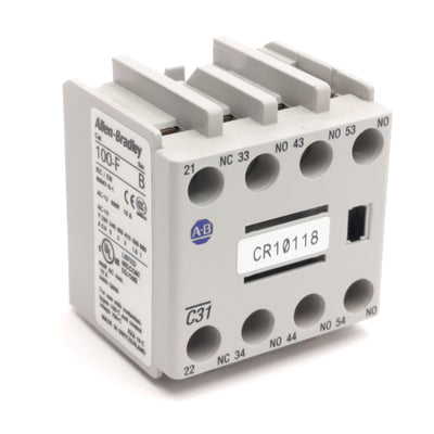 Used Allen Bradley 100-FC31 Auxiliary Contact Block, 3NO / 1NC, 600V AC 10A Max