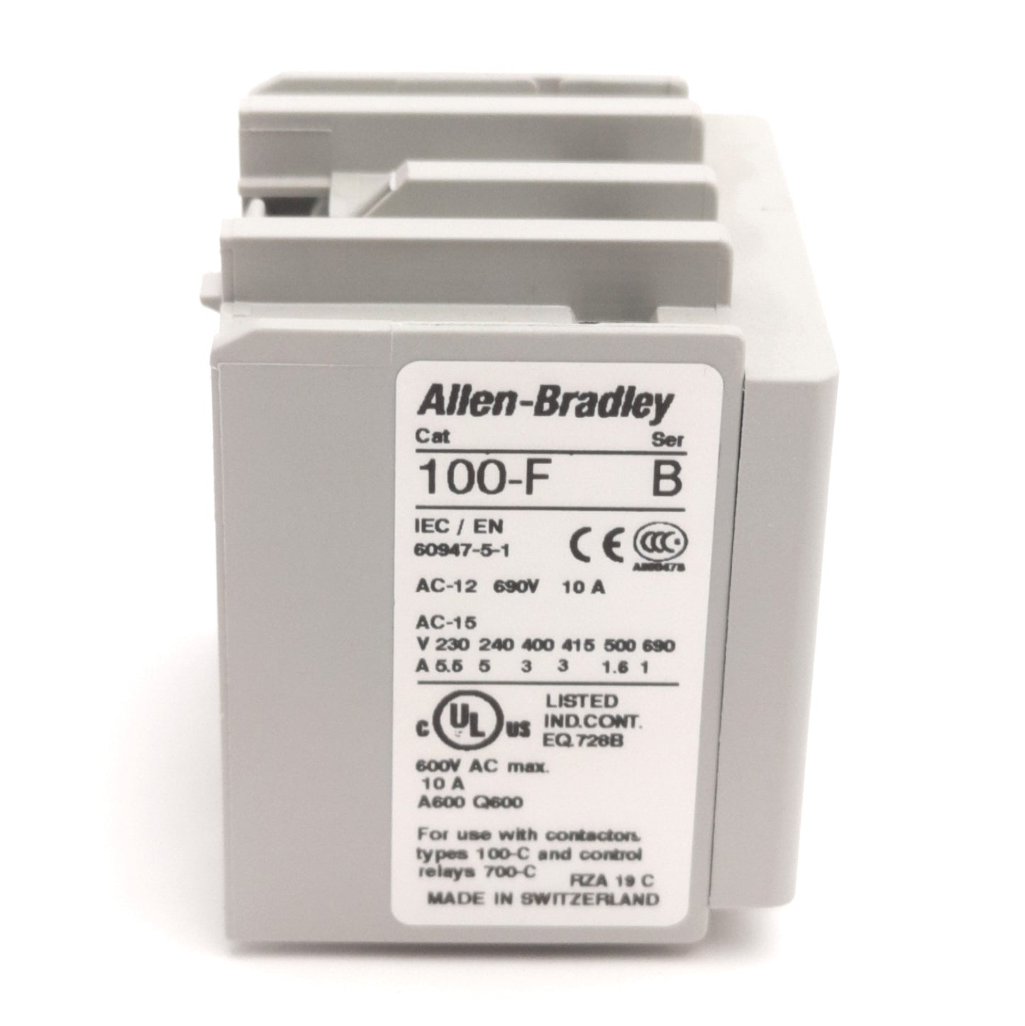 Used Allen Bradley 100-FC31 Auxiliary Contact Block, 3NO / 1NC, 600V AC 10A Max