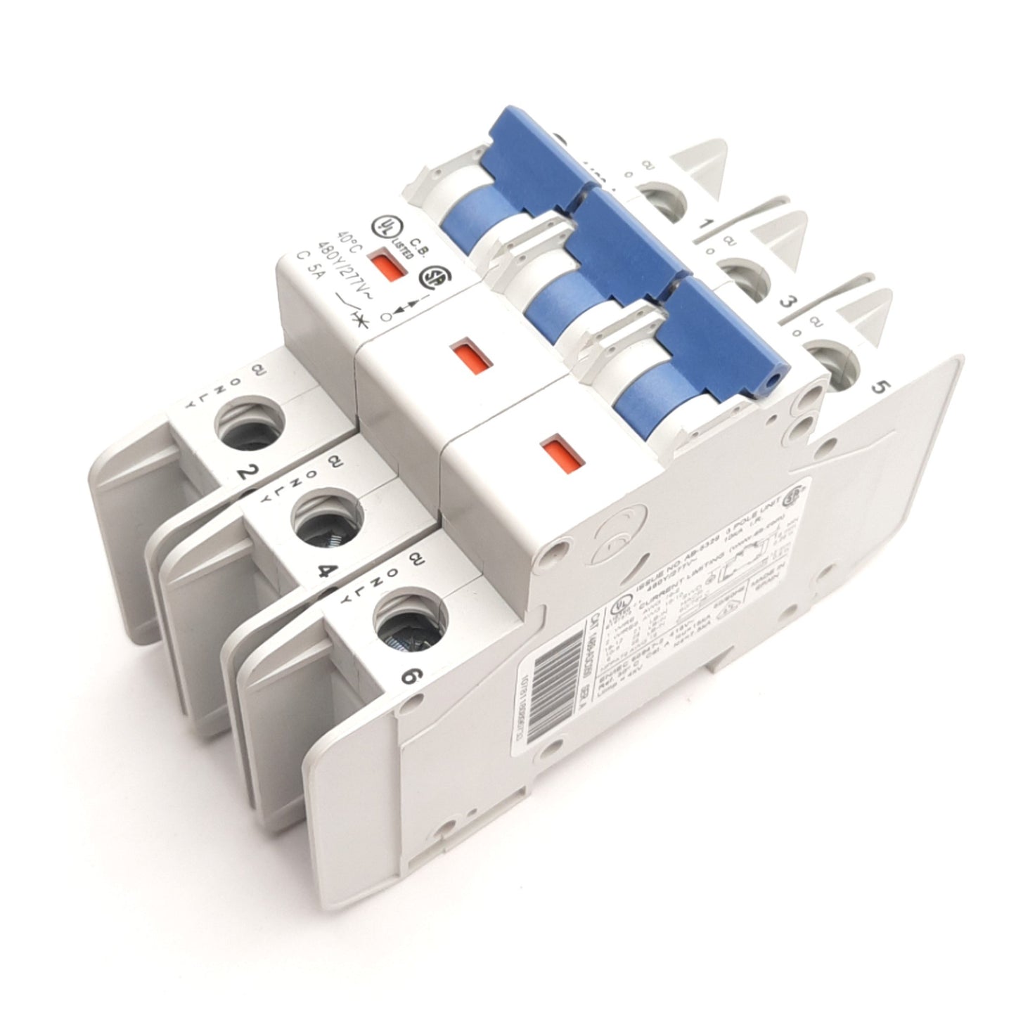 Used Allen Bradley 1489-A3C050 Circuit Breaker 3-P, 5A, 480Y/277v AC, DIN Rail