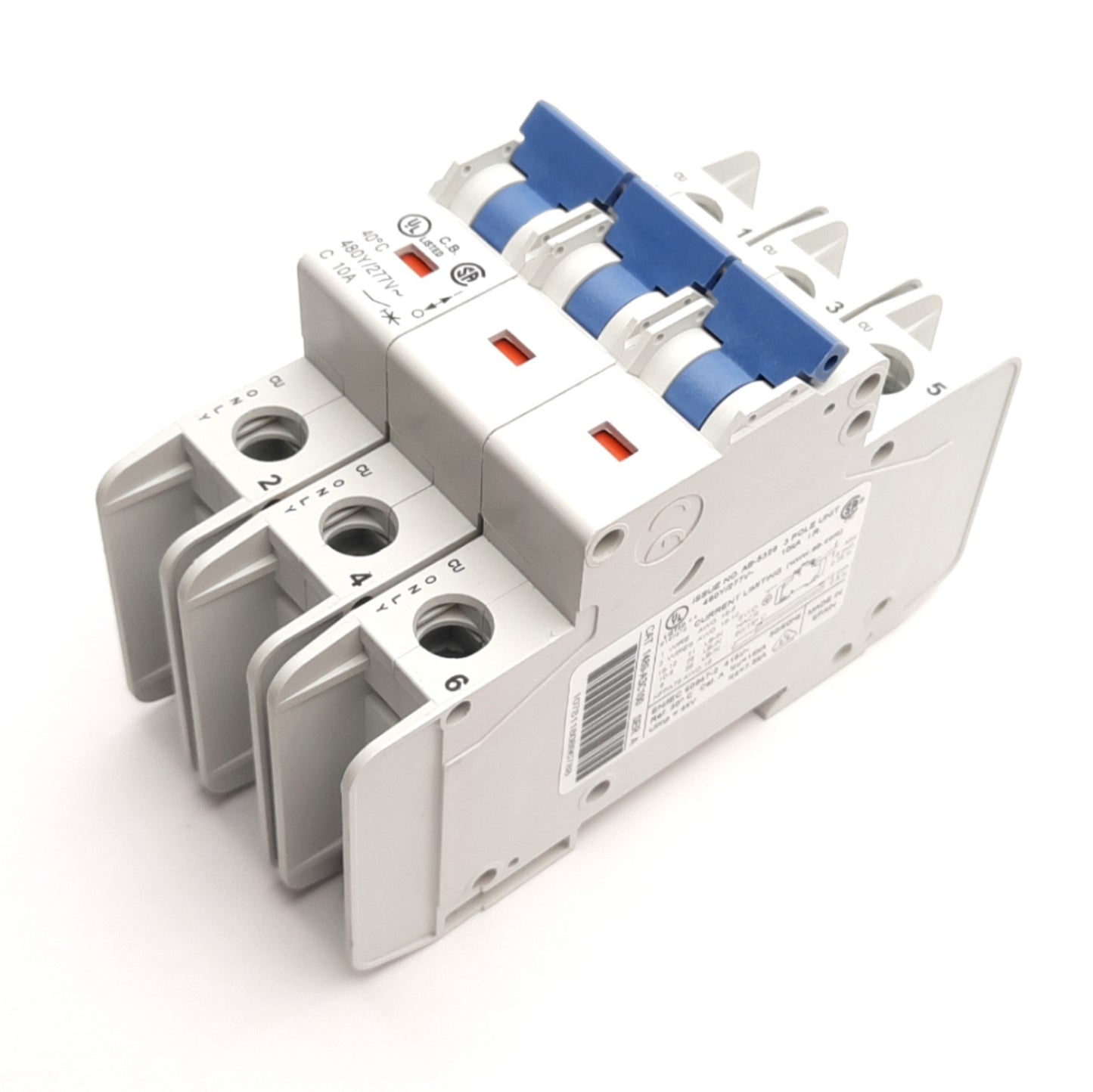 Used Allen Bradley 1489-A3C100 Circuit Breaker 3-P, 10A, 480Y/277v AC, DIN Rail