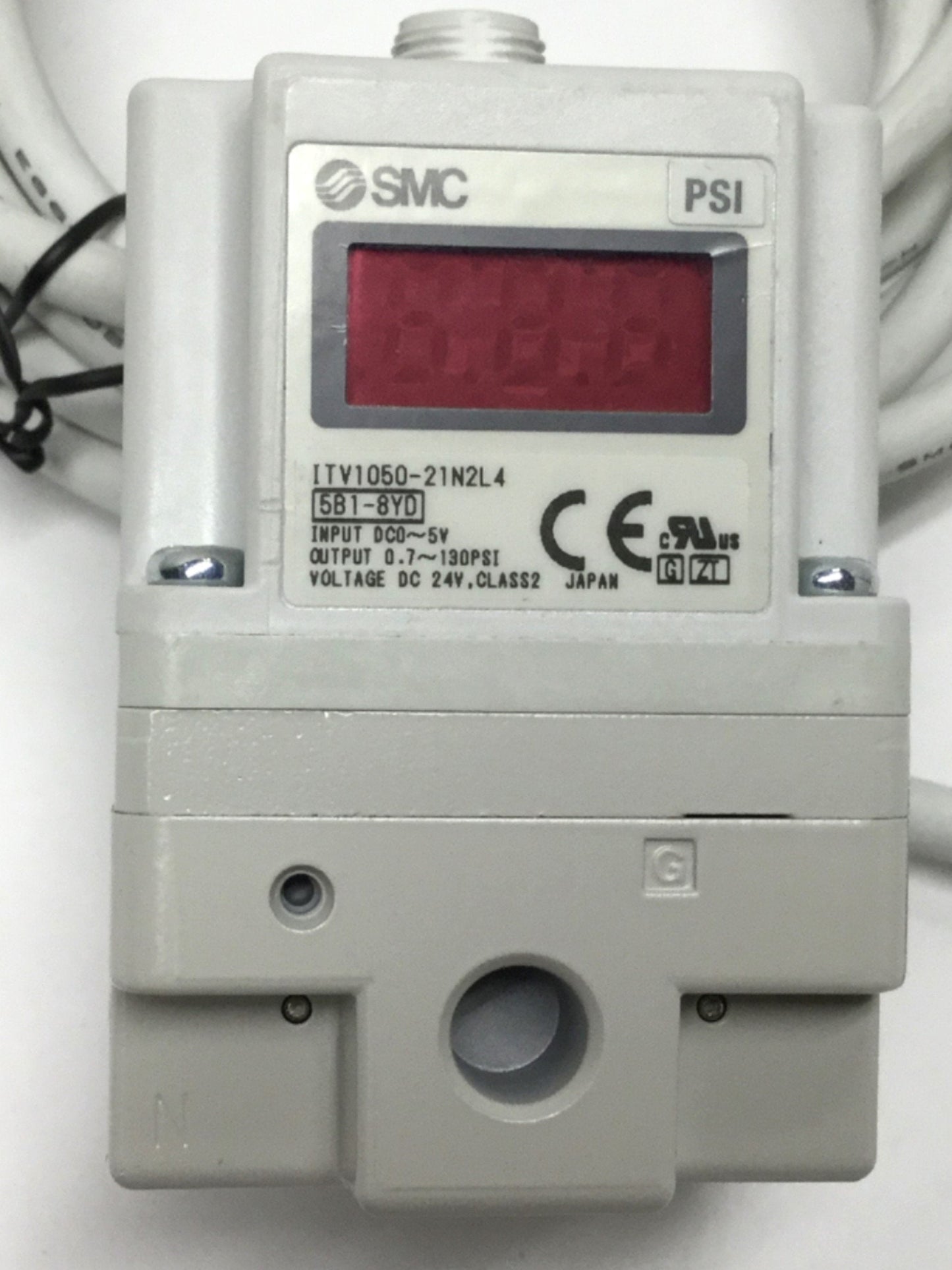 Used SMC ITV1050-21N2L4 Electro-Pneumatic Pressure Regulator 24VDC, 130psi, 0-5VDC