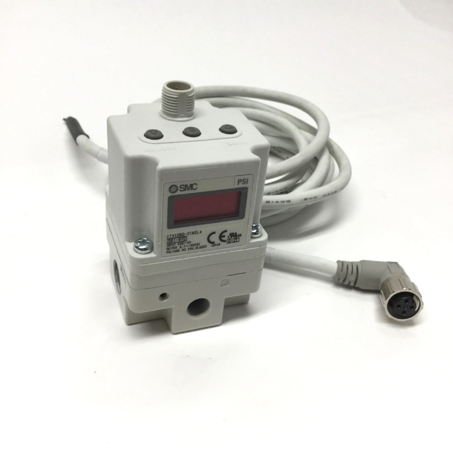 Used SMC ITV1050-21N2L4 Electro-Pneumatic Pressure Regulator 24VDC, 130psi, 0-5VDC
