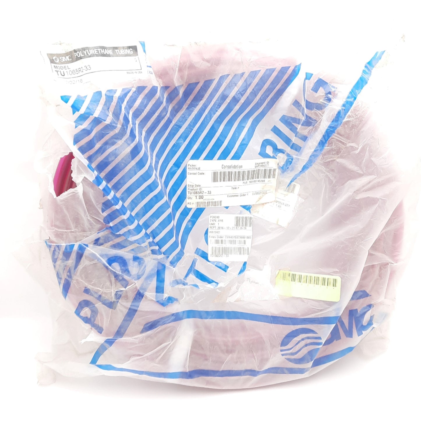 New SMC TU1065R2-33 Polyurethane Tubing Clear Red 100Ft, 10mm O.D, 6.5I.D