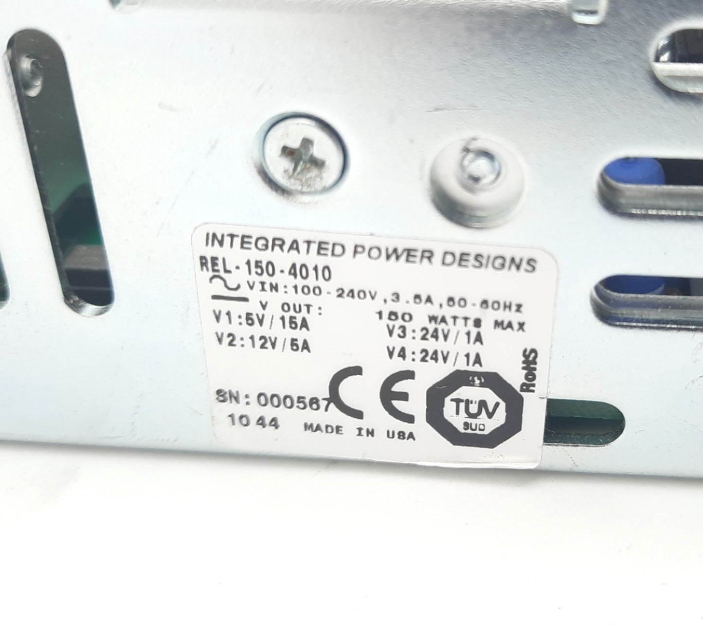 Used Integrated Power Designs REL-150-4010 Quad Output Power Supply 150W, 100-240VAC