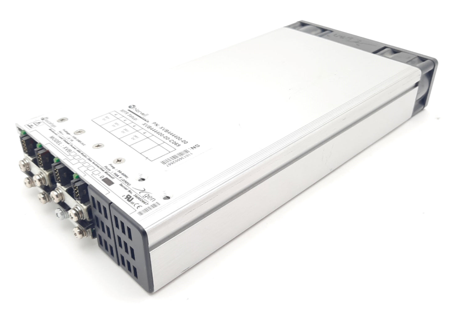 Used Excelsys XVB444400-00-C069 Power Supply, 6-Slot, 4x 24VDC 10A, 100-240VAC 9.5A