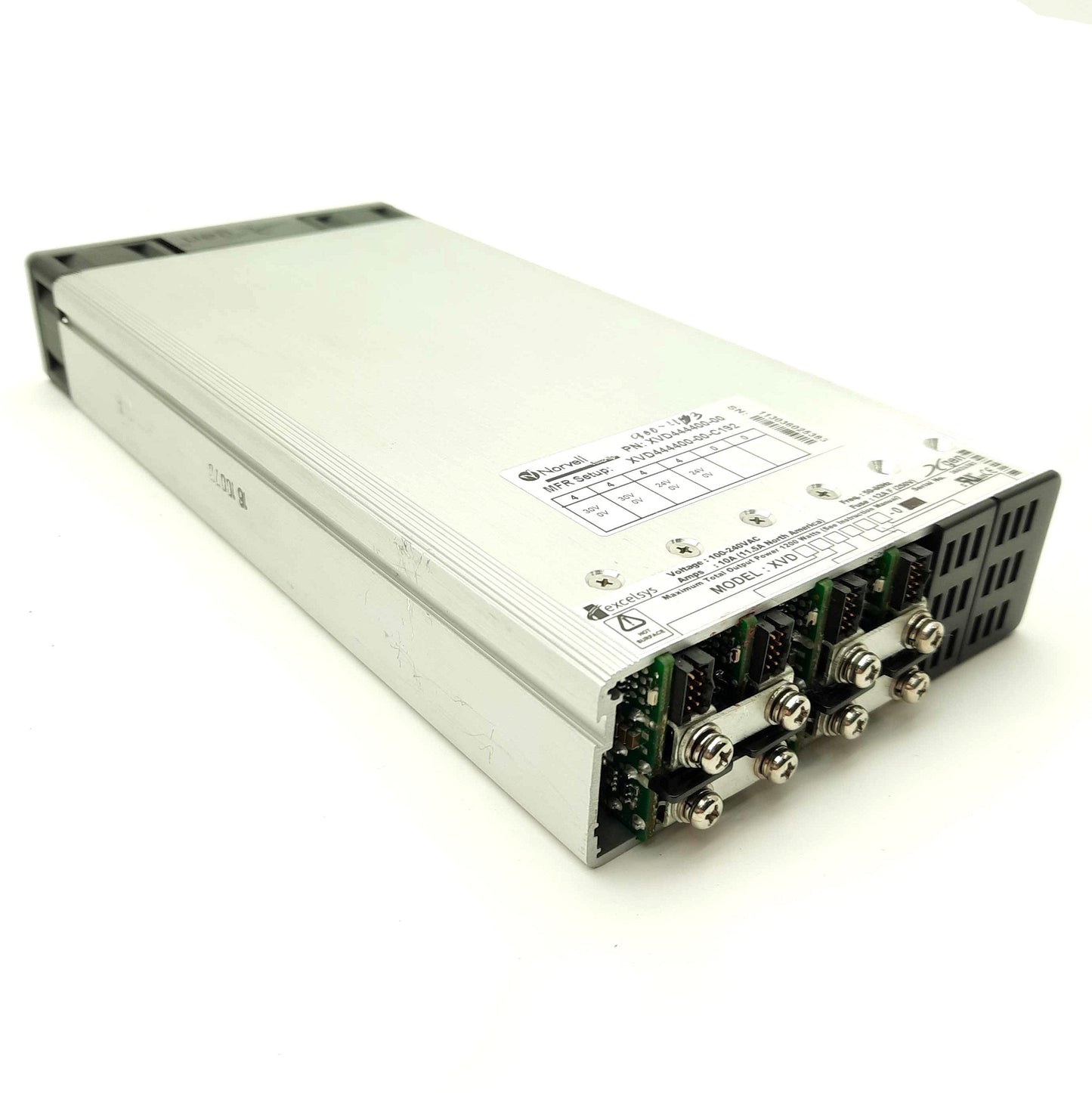 Used Excelsys XVD444400-00-C192 Power Supply, 6-Slot, 4x 24VDC 10A, 100-240VAC 11.5A
