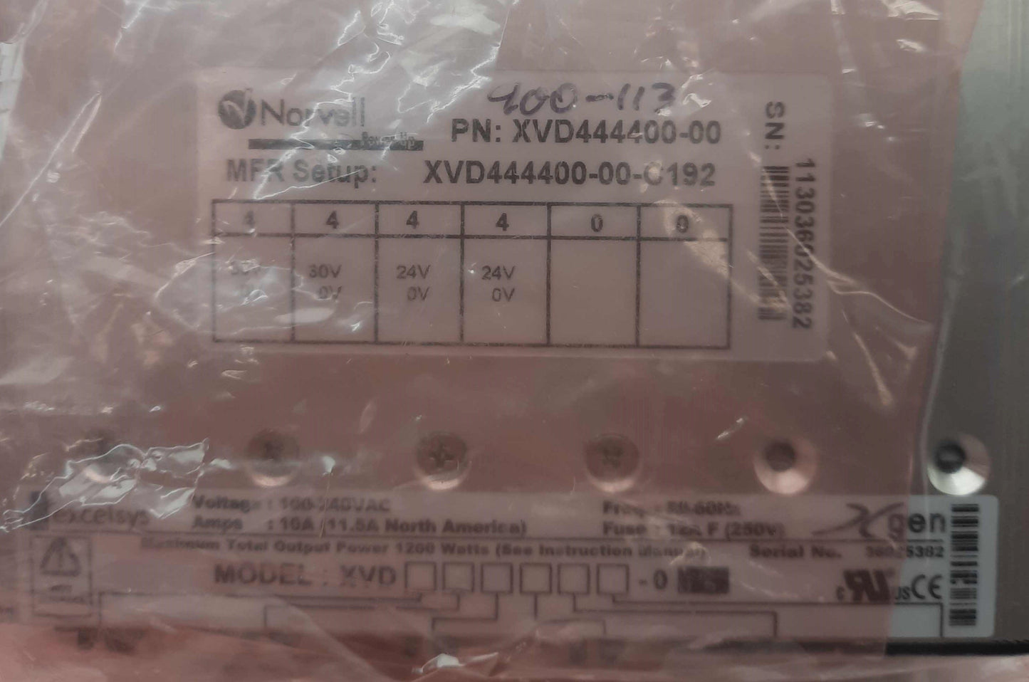 New – Open box Excelsys XVD444400-00-C192 Power Supply 6-Slot 4x 24VDC 10A 100-240VAC 11.5A