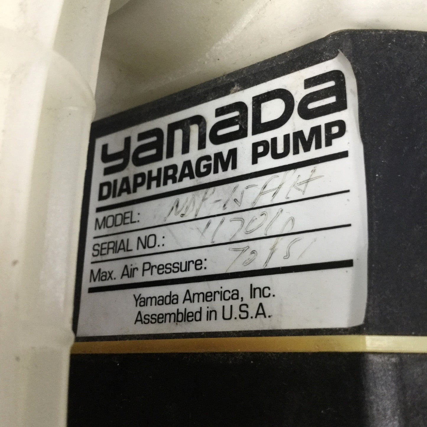 Used Yamada NDP-15FPH Air Operated Double Diaphragm Pump 13.5GPM, 1/2"NPT *Modified*