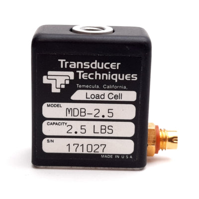 Used Transducer Techniques MDB-2.5 Mini Load Cell, Capacity: 2.5 lbs, 1/4-28 UNF