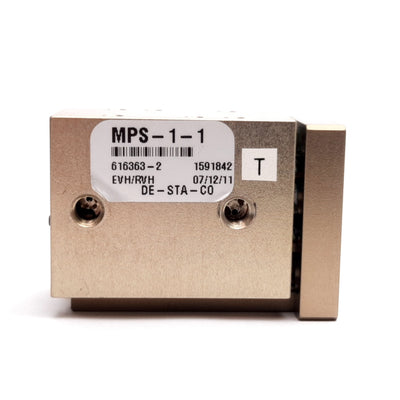 Used Destaco MPS-1-1 Mini Roller Bearing Dual-V Rail Air Slide Thruster, 0.5" Stroke