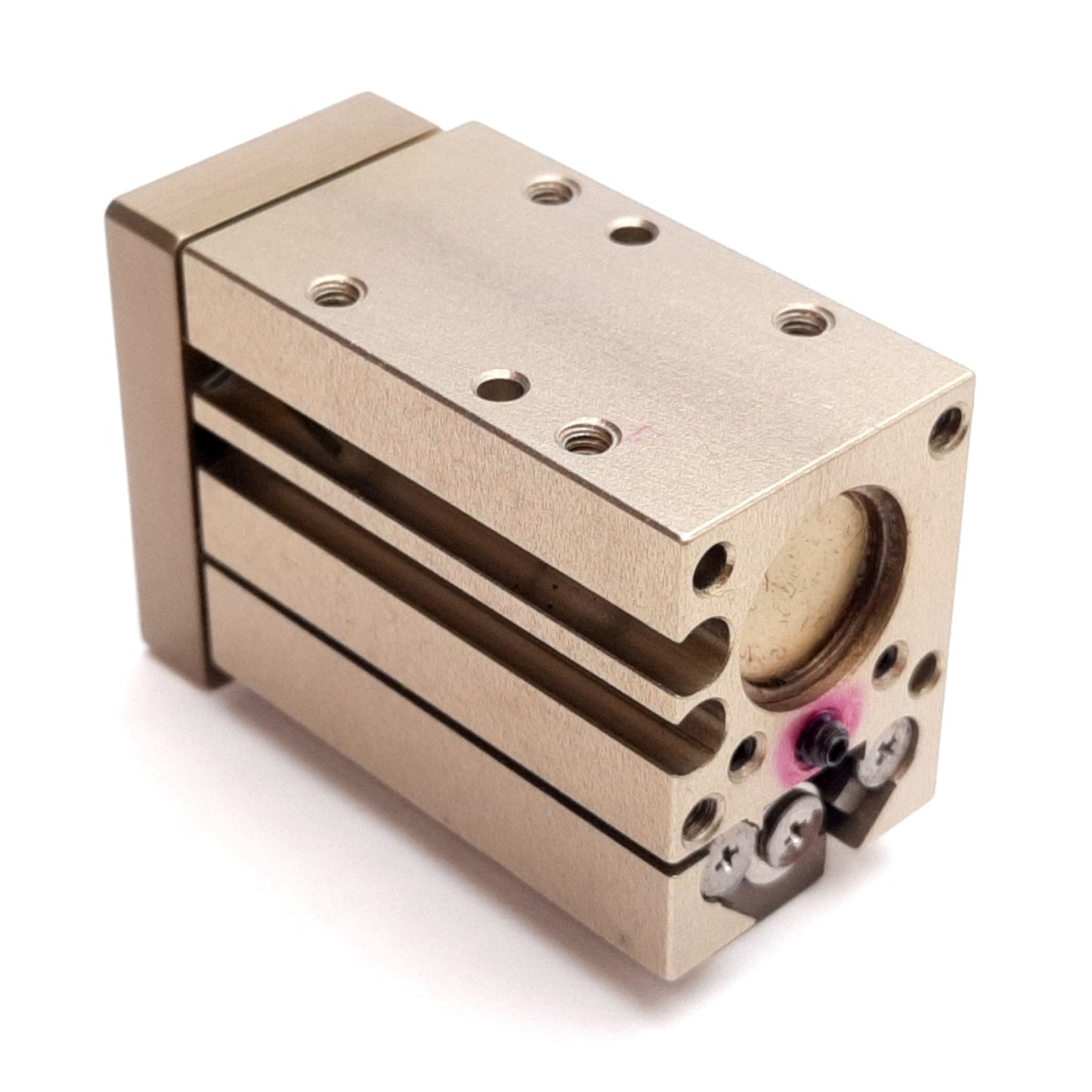 Used Destaco MPS-1-1 Mini Roller Bearing Dual-V Rail Air Slide Thruster, 0.5" Stroke
