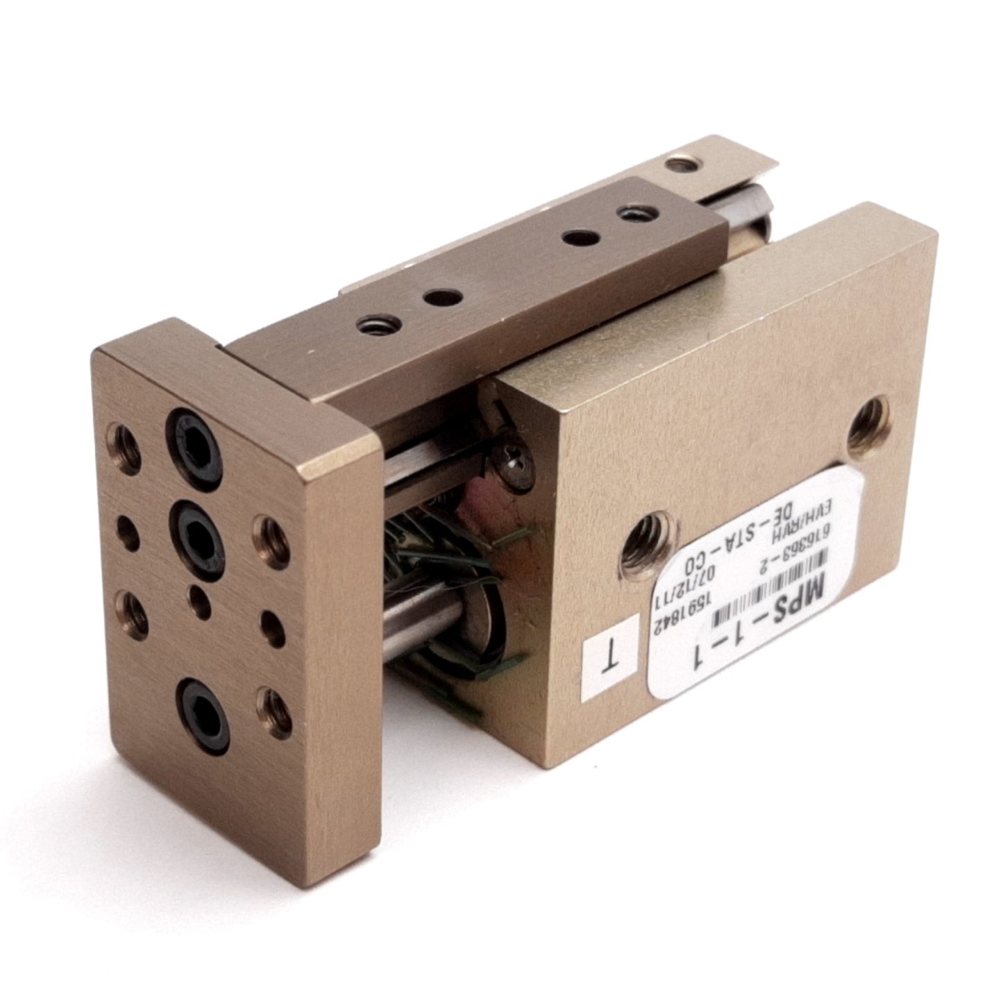 Used Destaco MPS-1-1 Mini Roller Bearing Dual-V Rail Air Slide Thruster, 0.5" Stroke
