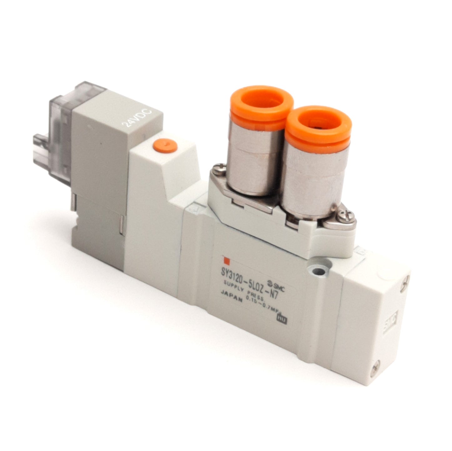 Used SMC SY3120-5LOZ-N7 Solenoid Valve, 1/4" P2C, M5 Ports, 0.15-0.7MPa, 24V DC Coil