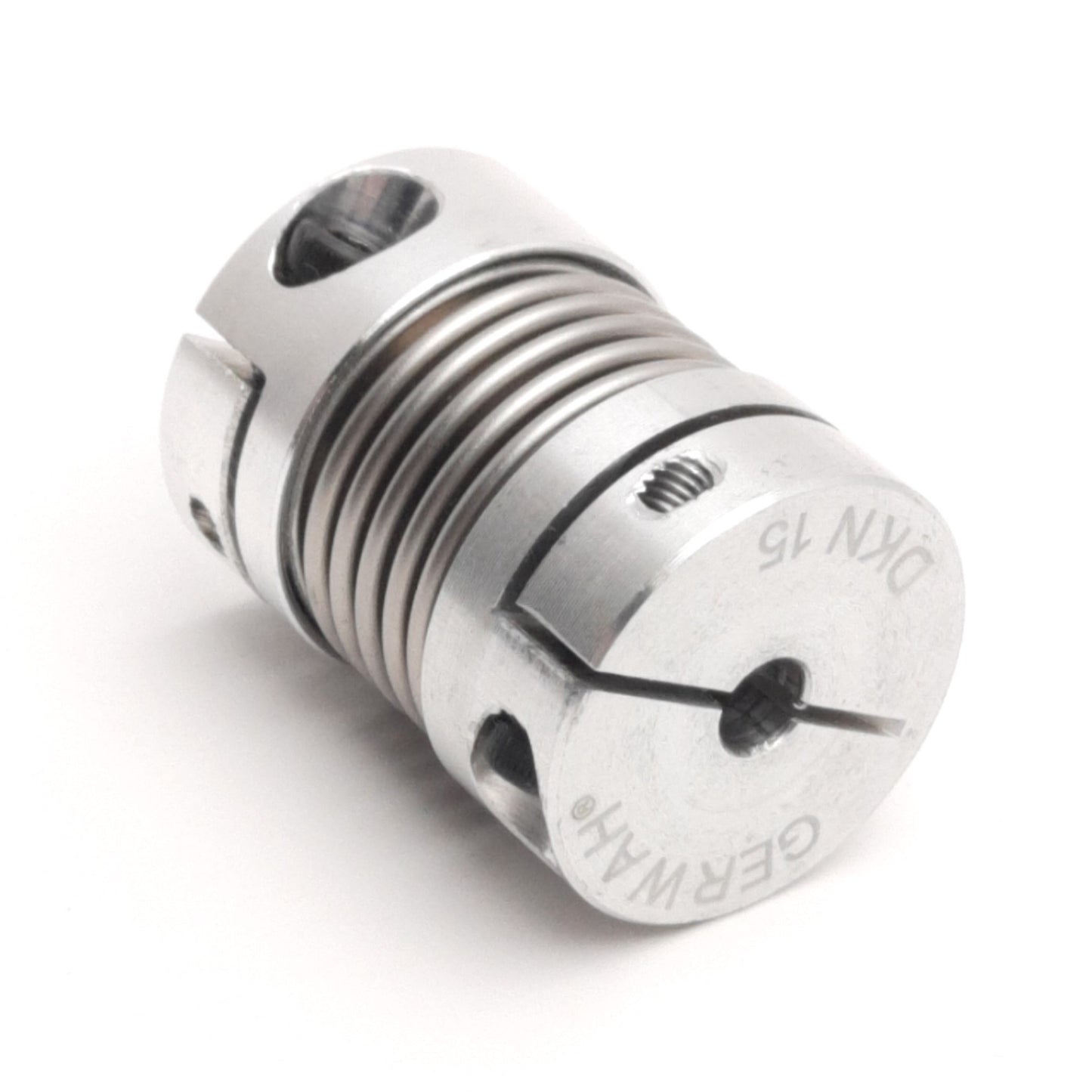 Used Gerwah DKN15-28-4mm-3/8" Metal Bellows Coupling, 3/8" x 4mm Bore, 20mm OD