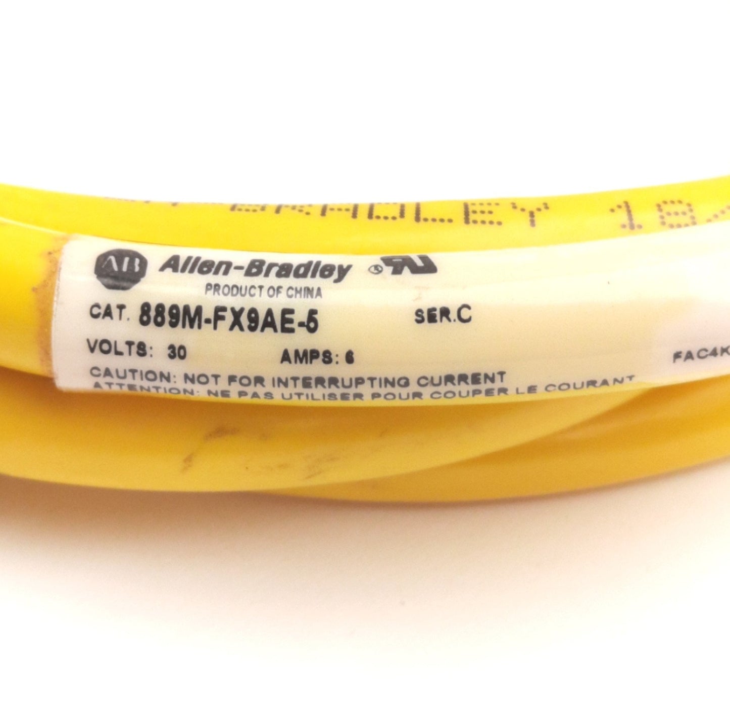 Used Allen Bradley 889M-FX9AE-5 QD Style Cordset, M23 12-Pin, 5Ft, 30V 6A Max