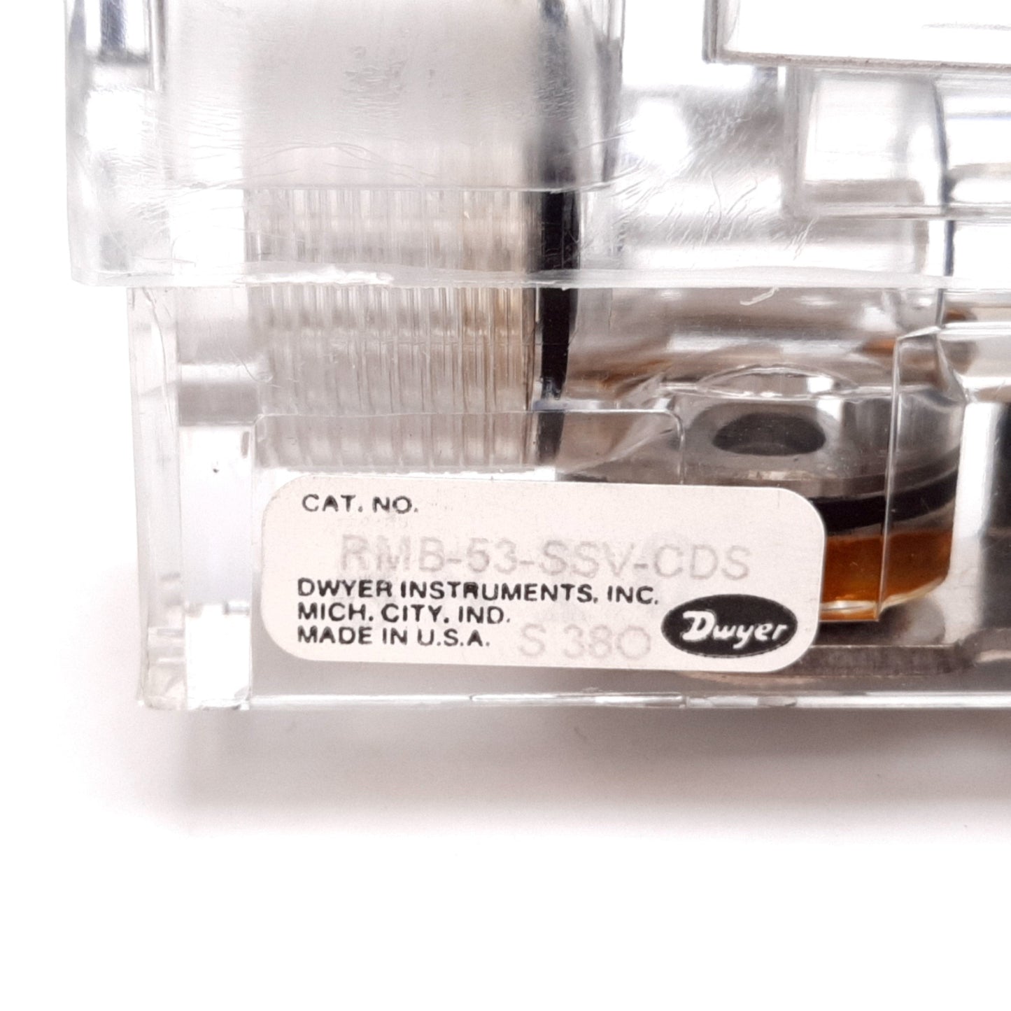 Used Dwyer RMB-53-SSV-CDS Air Flowmeter, Range: 10-100 SCFH, 1/4" NPT, 70psi Max