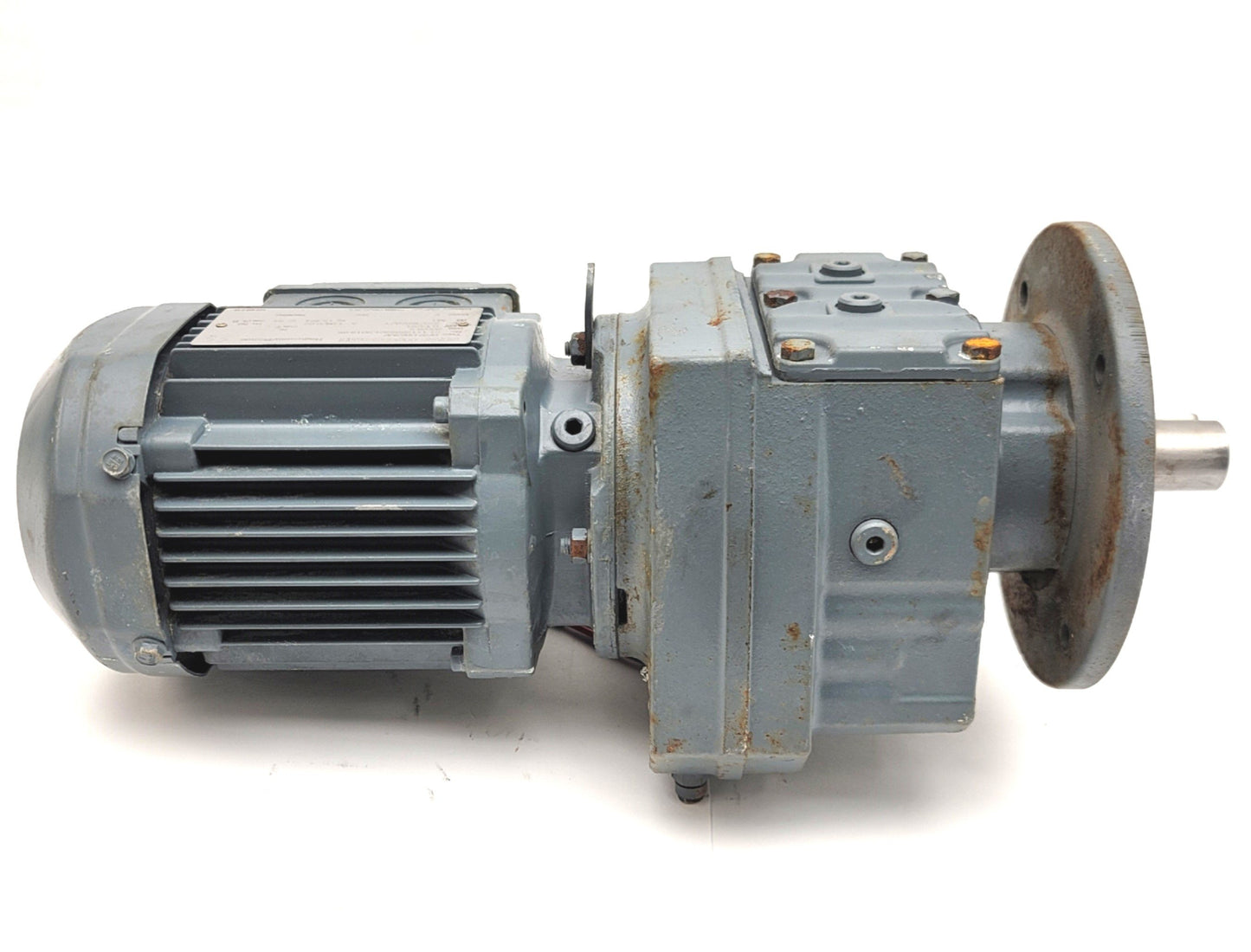Used SEW EuroDrive RF37 DR63M6 Gearmotor 105.28:1, 8.5RPM, 1" Shaft, 220/380VAC 3-Ph