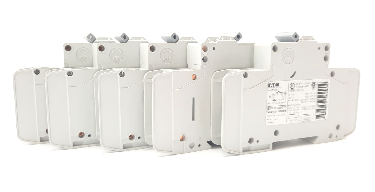 Used Lot of 5 Eaton Cutler Hammer WMZT1D20 Circuit Breaker 1 Pole 20A 480VAC, 277VAC