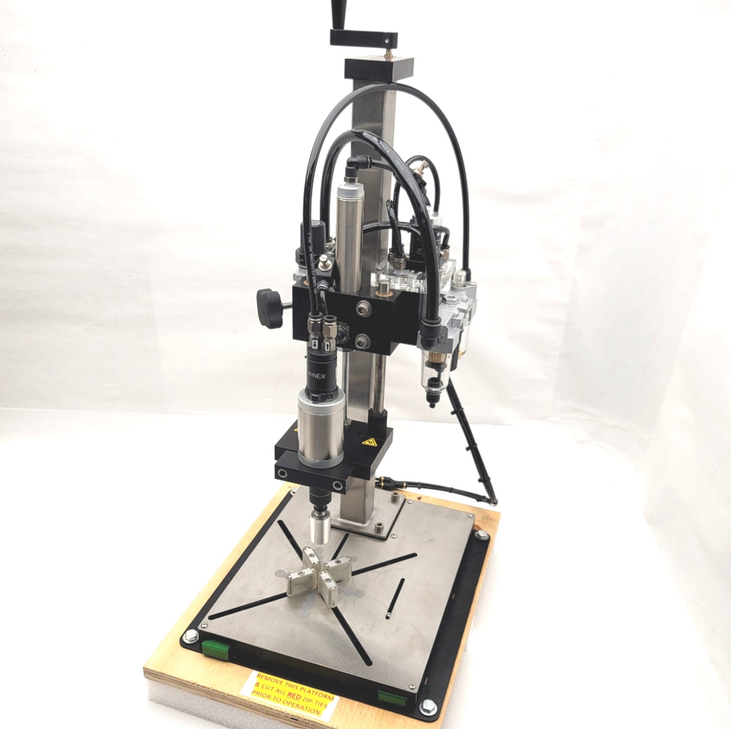 Used Kinex SA-1000 Semi-Automatic Benchtop Capping Machine 10-130mm Caps, 0-250inlbs