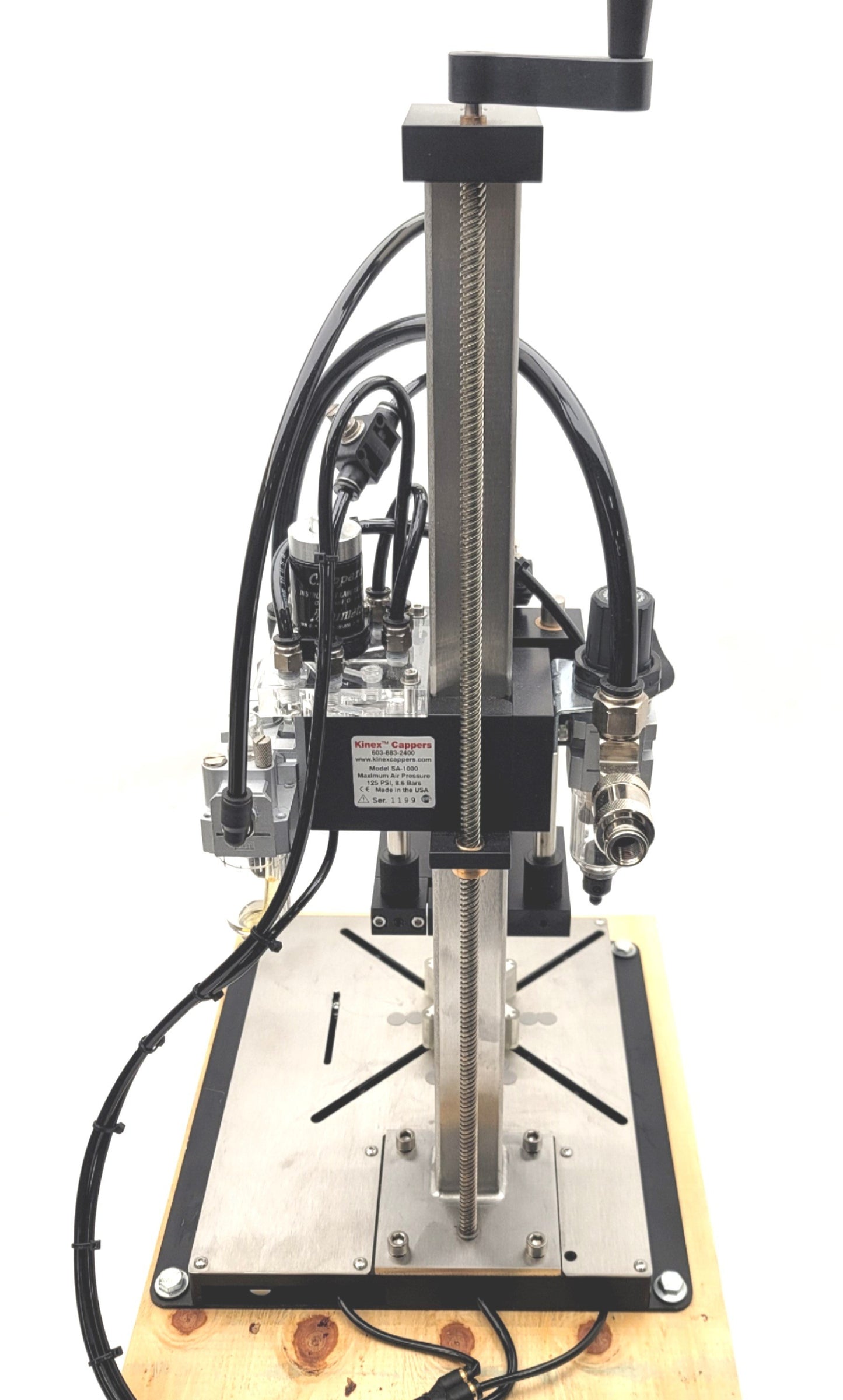Used Kinex SA-1000 Semi-Automatic Benchtop Capping Machine 10-130mm Caps, 0-250inlbs