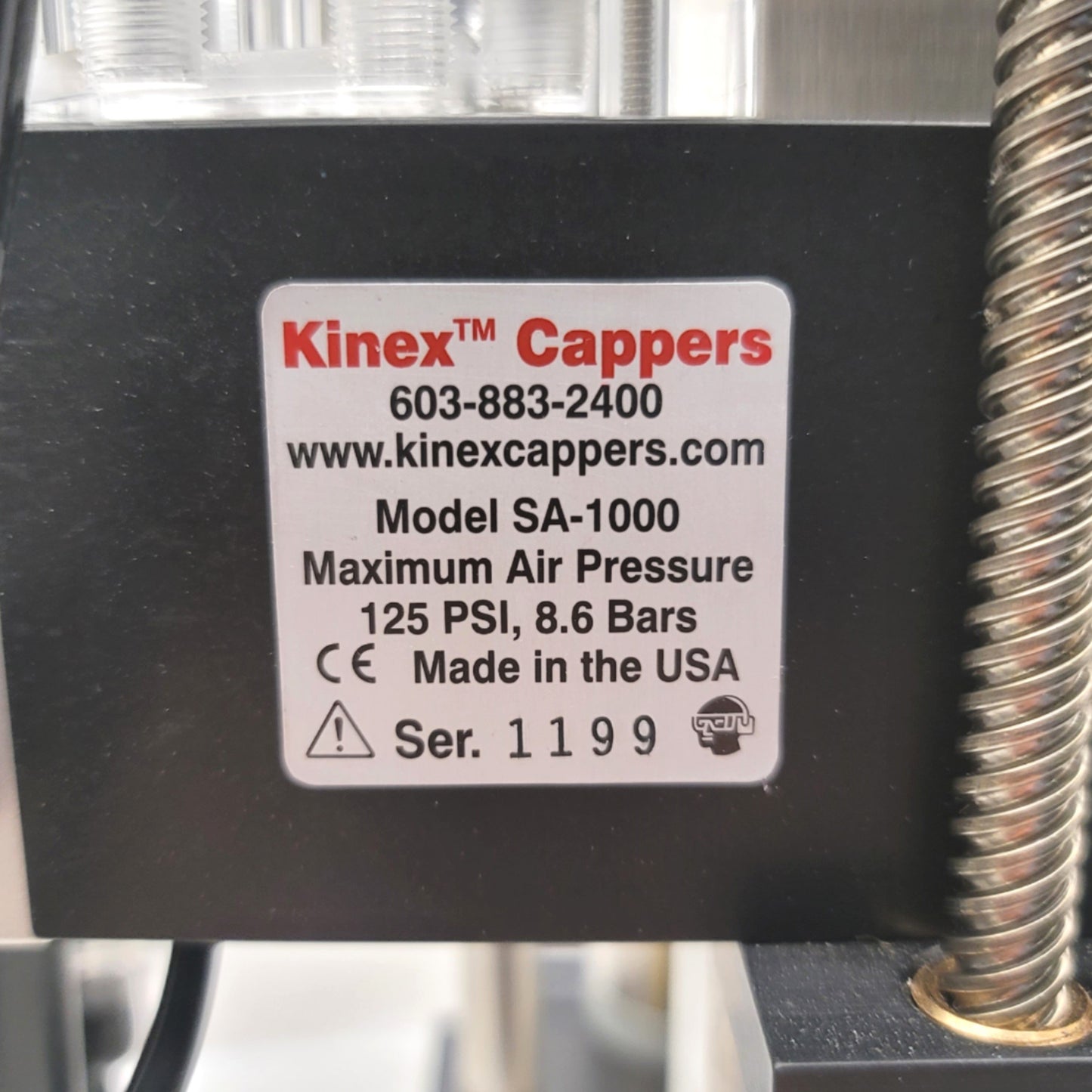 Used Kinex SA-1000 Semi-Automatic Benchtop Capping Machine 10-130mm Caps, 0-250inlbs