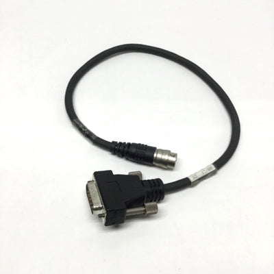 Used Cognex 300-0202-015 CVM Single Analog Camera Cable, DB26 to 12-Pin Hi-Rose, 15"