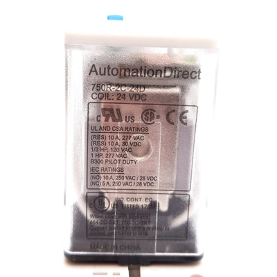 Used Automation Direct 750R-2C-24D Ice Cube Relay, DPDT, Coil: 24VDC, 10A 277VAC