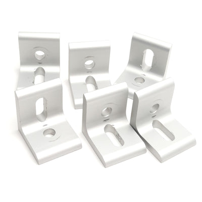 Used Lot of 6 80/20 4295 Aluminum Extrusion Inside Corner Bracket, 2-Hole, 15-Series