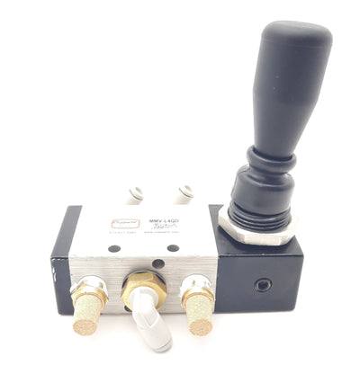 Used Clippard MMV-L4QD Lever Valve 4 Way 2 Position Detented 150PSIG 1/4" NPT