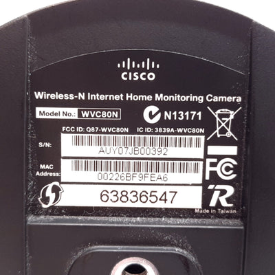 Used Cisco WVC80N Wireless-N Internet Home Monitoring Camera, With 5VDC Power Supply