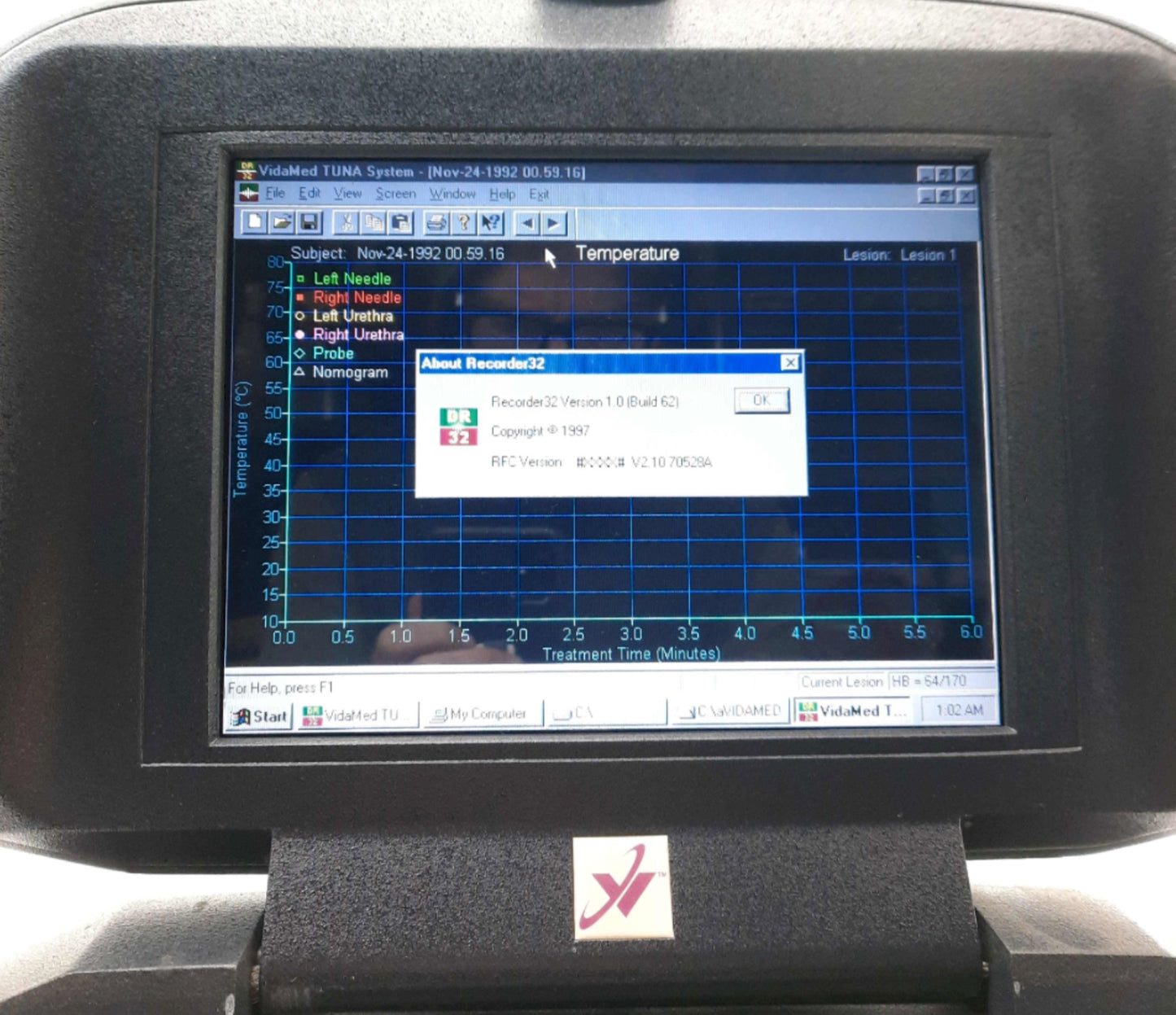 Used VidaMed 7600 TUNA Computer & RF Generator, 30W 470kHz, Windows 95, 100-240VAC