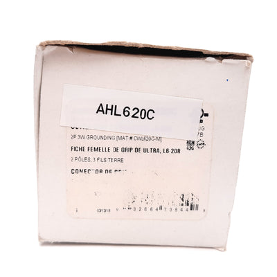 New Eaton Arrow Hart AHL620C Ultra Grip Receptacle, 2-Pole 3-Wire, 20A 250VAC, L6-20