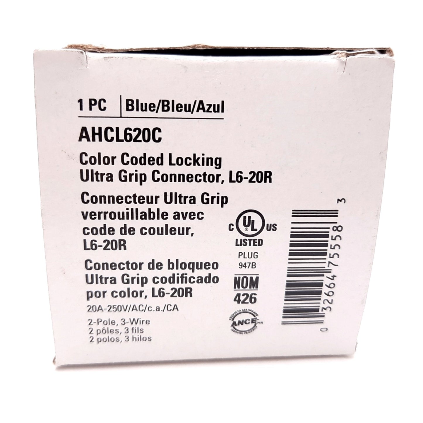 New Eaton Arrow Hart AHCL620C Ultra Grip Receptacle, 2-Pole 3-Wire 20A 250VAC L6-20R