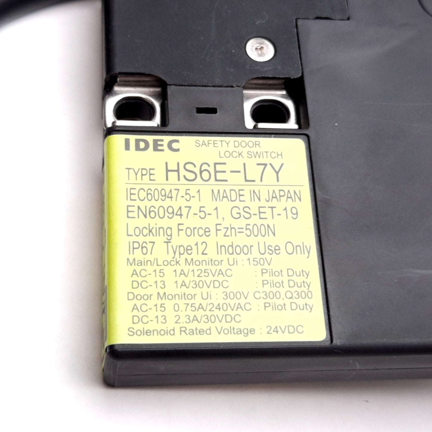 New Idec HS6E-L7Y Safety Door Lock Switch, Solenoid Lock, 500N, 1A 125VAC 30VDC