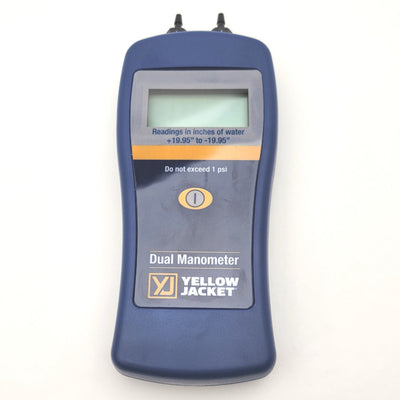 New – Open box Yellow Jacket 78052 Dual Port Manometer +19.95" To -19.95" Inches Of Water