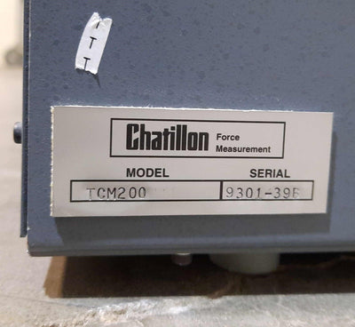 Used Chatillon TCM200 Motorized Test Stand 18" Travel 225lbf Adjustable Limits 120VAC
