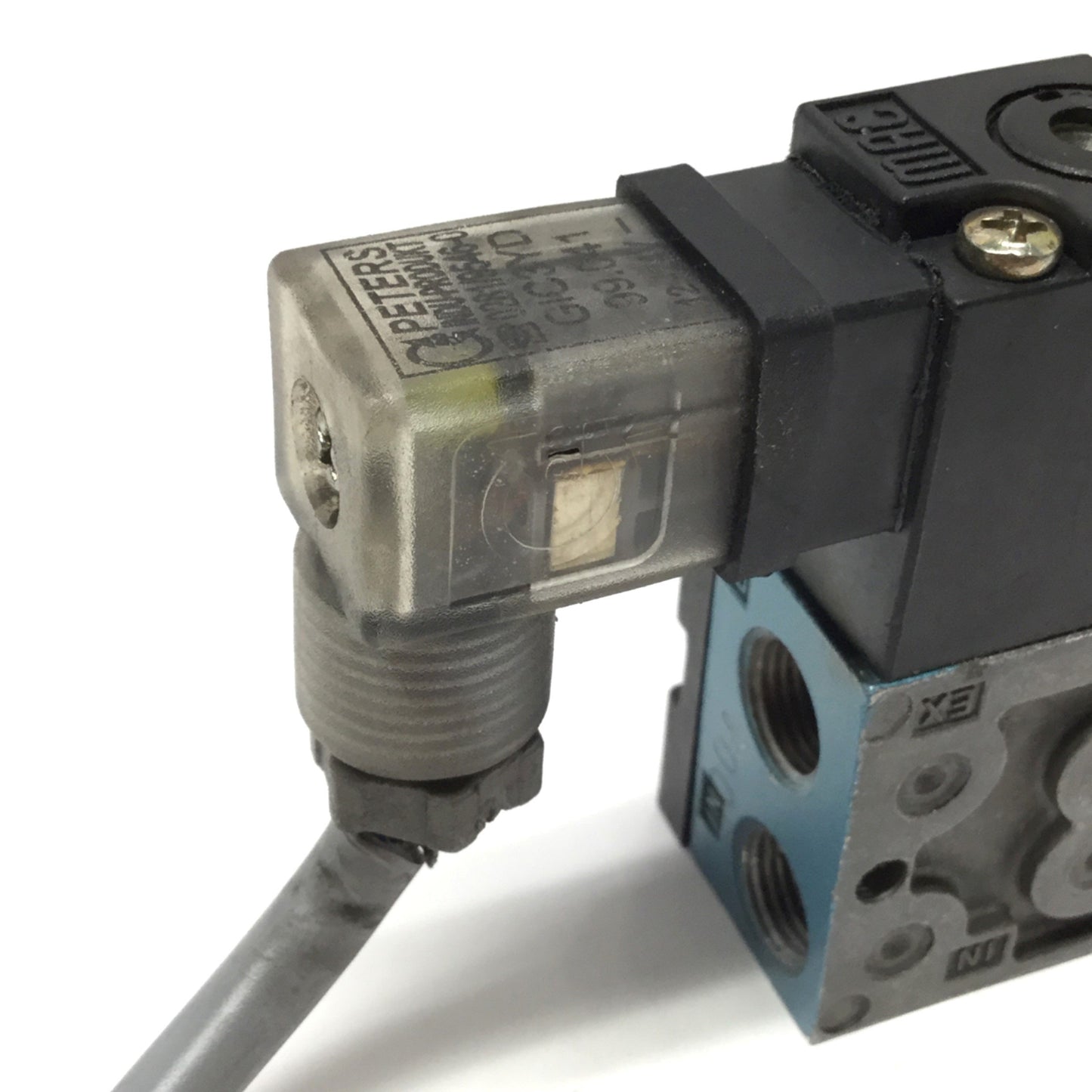 Used Mac 45A-AA1-DDAJ-1KG Solenoid Valve, 4-Port 2-Position, 24VDC, Vac to 120psi