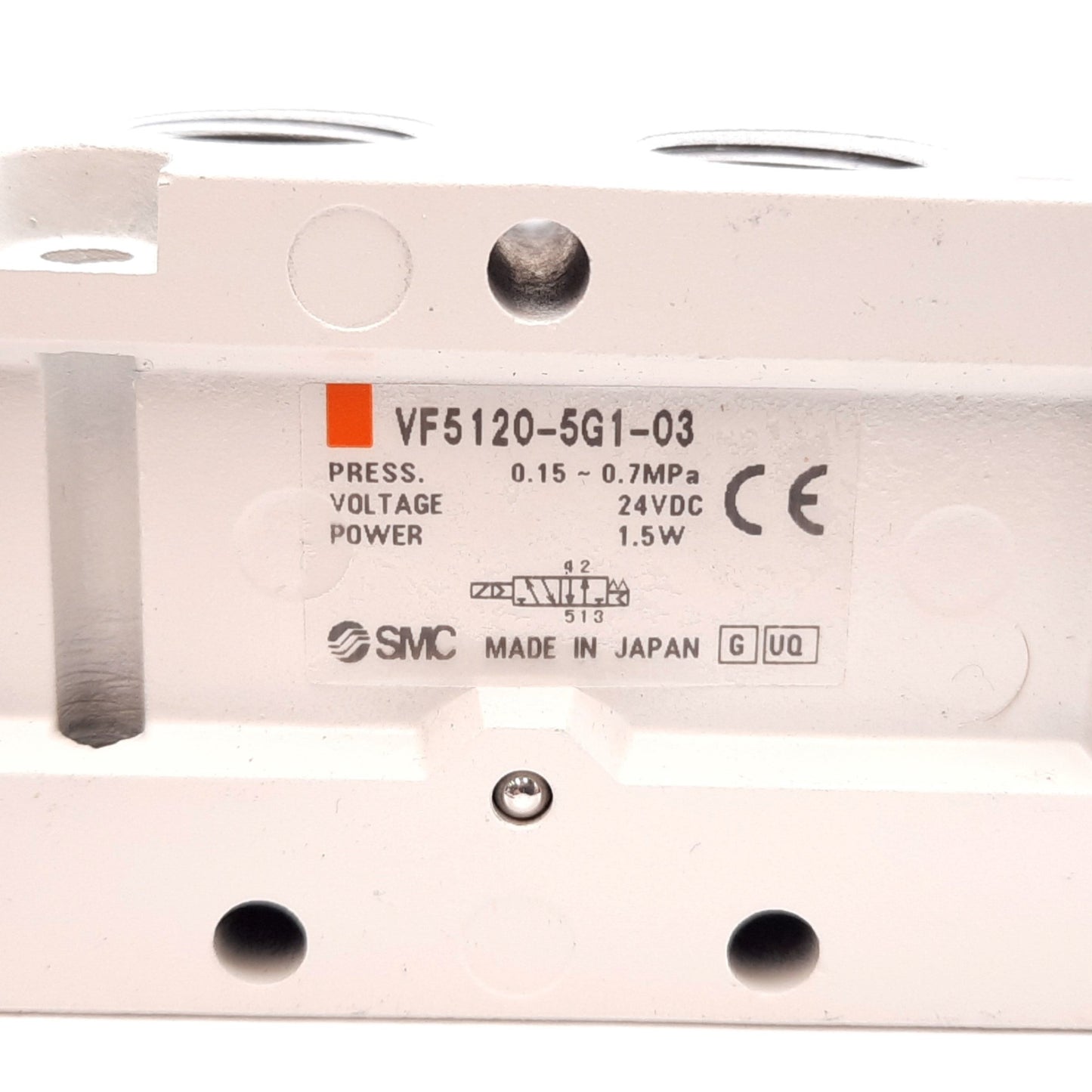 Used SMC VF5120-5G1-03 Solenoid Valve, 2-Position 5-Port, 24VDC, 0.15-0.7MPa, Rc3/8