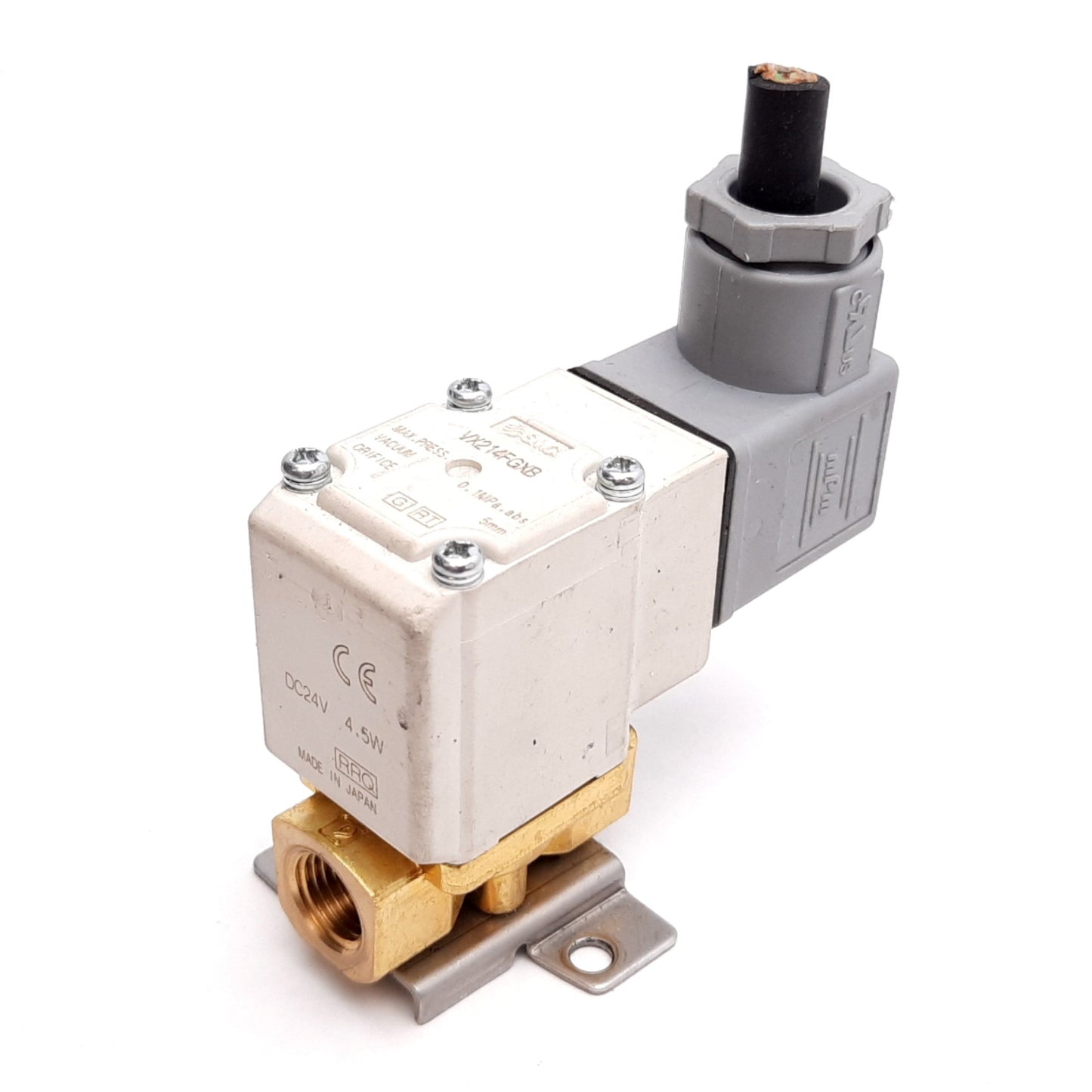 Used SMC VX214FGXB Solenoid Valve, 2-Way N/C, 24VDC, 0.1MPa to Atmospheric, Rc1/4