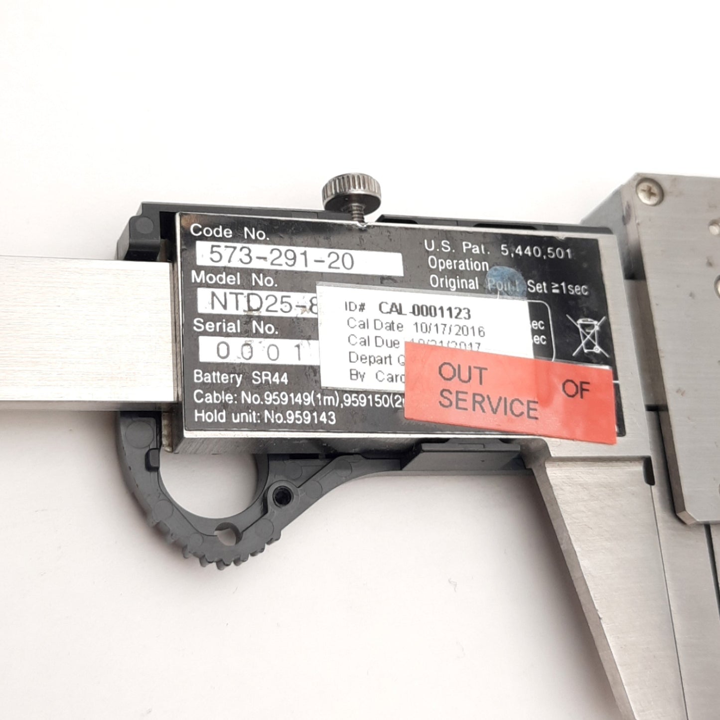 Used Mitutoyo 573-291-20 Absolute Digimatic Caliper w/ Load Cell, 180mm Range