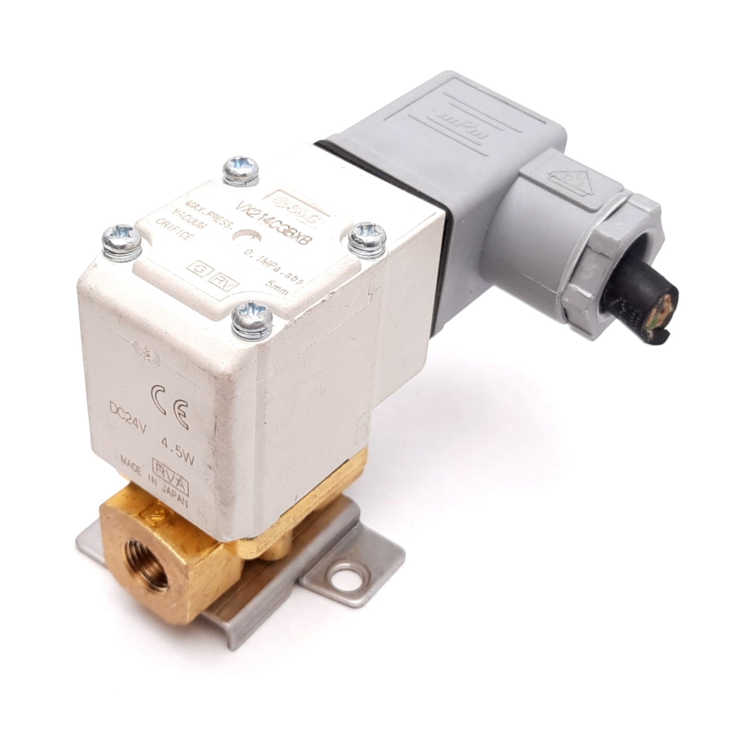 Used SMC VX214CGBXB Solenoid Valve, 2-Way N/C, 24VDC, 0.1MPa to Atmospheric, 1/8" NPT