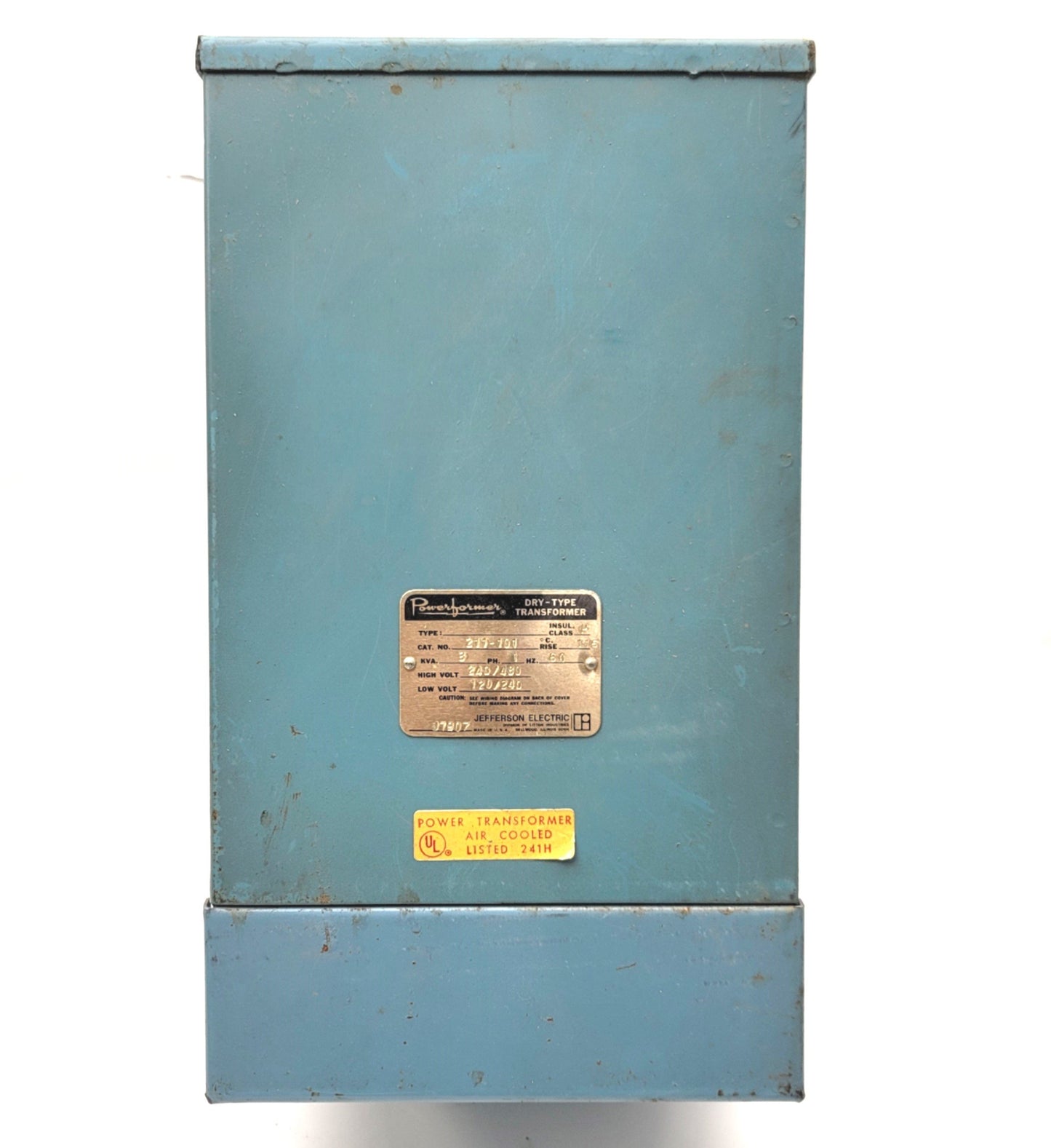 Used Jefferson Electric 211-101 Powerformer Dry Transformer Hi 240/480V, Lo 120/240V
