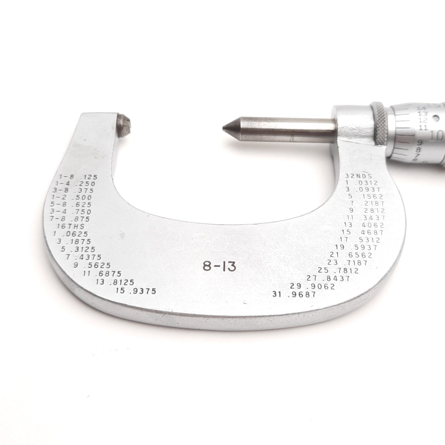 Used Scherr-Tumico No 8-13 Screw Thread Pitch Micrometer, 0.9" to 2" Range, 8-13TPI