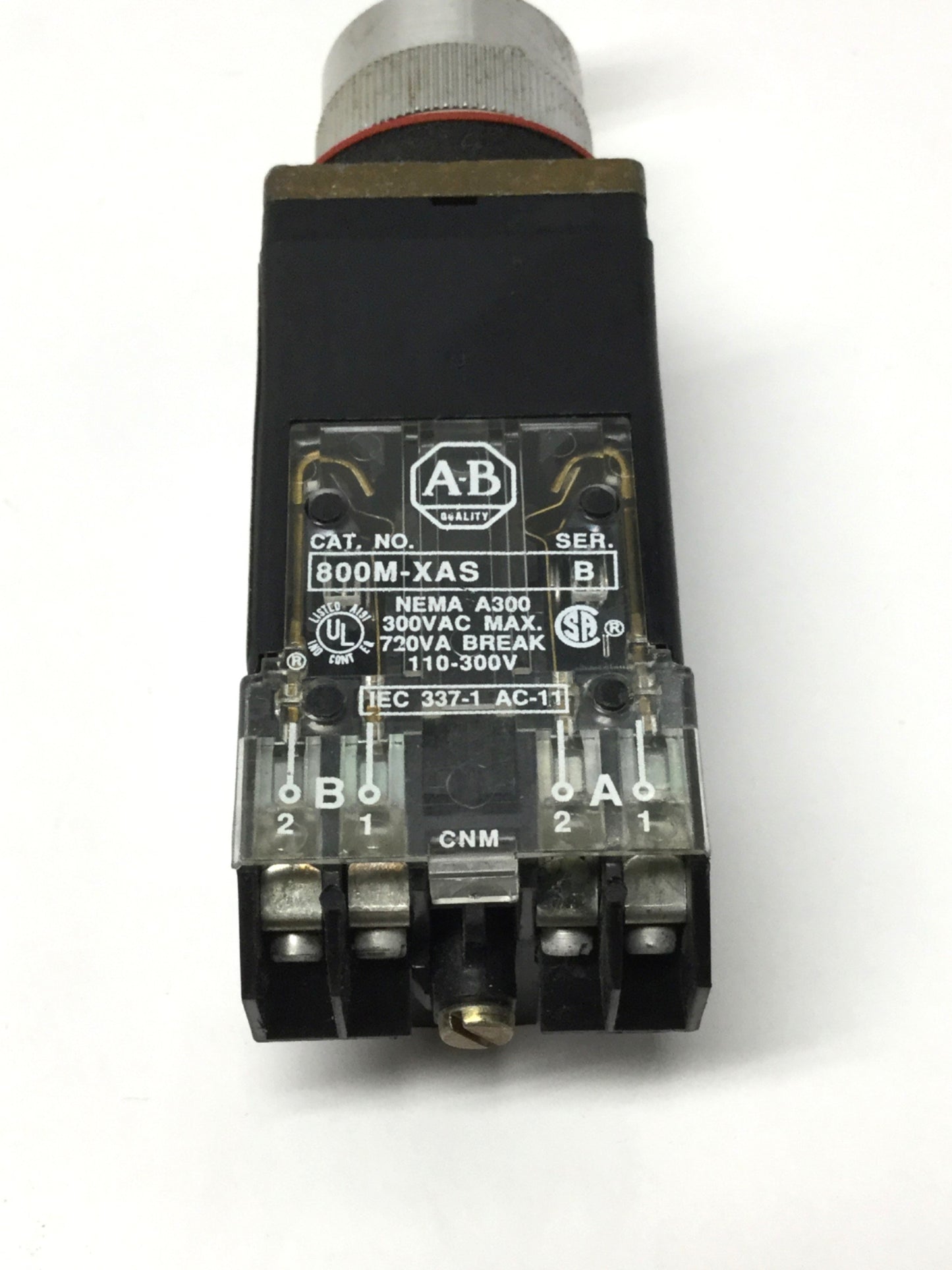 Used Allen Bradley 800MR-16JX2BS Lighted Selector Switch, 3-Position, 1NO-1NC, 120VAC