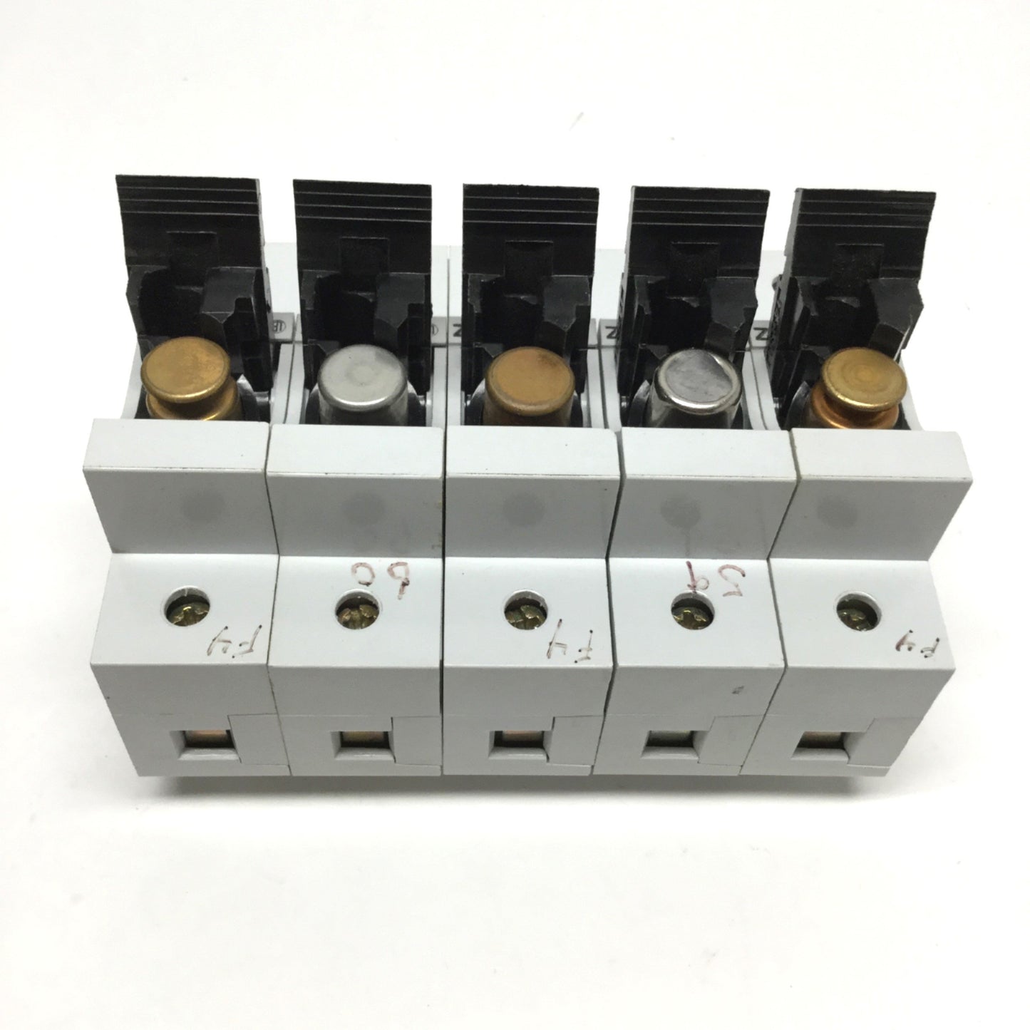 Used Lot of 5 Ferraz PST-14 DIN Rail Fuse Holders 500VAC 50A, 1-Pole, 14x51mm